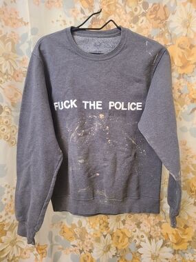 F*ck The Police, FTP, Fruit of the Loom Distressed Embroidered Sweatshirt